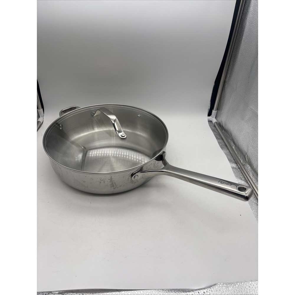 Figmint 12" Deep Stainless Steel Fry Pan Skillet With Lid Silver Cookware